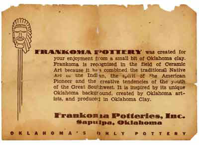 Frankoma Pottery Flyer